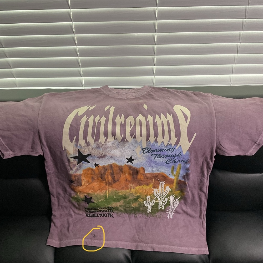 Civil Regime Purple Distress Men Size Medium Blooming Through Concrete T Shirt